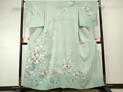 平和屋着物●訪問着 友禅 作家物 枝花文 暈し染め 正絹 逸品 未使用 AABF4280cs