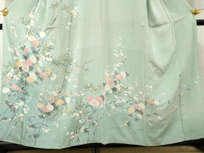 平和屋着物●訪問着 友禅 作家物 枝花文 暈し染め 正絹 逸品 未使用 AABF4280cs