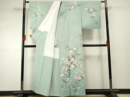 平和屋着物●訪問着 友禅 作家物 枝花文 暈し染め 正絹 逸品 未使用 AABF4280cs