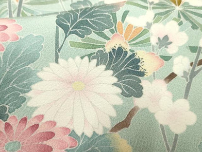 平和屋着物●訪問着 友禅 作家物 枝花文 暈し染め 正絹 逸品 未使用 AABF4280cs
