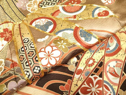 平和屋着物●豪華振袖 駒刺繍 立波笹竹花文 暈し染め 金彩 正絹 逸品 AABF4284cs