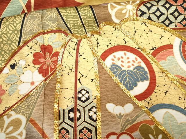 平和屋着物●豪華振袖 駒刺繍 立波笹竹花文 暈し染め 金彩 正絹 逸品 AABF4284cs