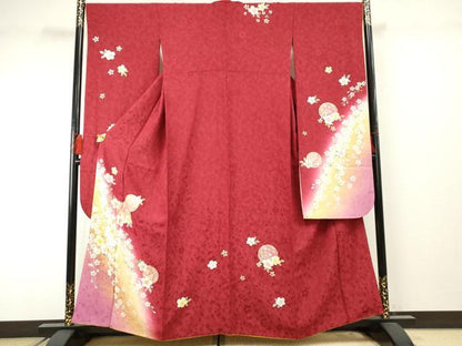 平和屋着物●豪華振袖 花毬文 暈し染め 金糸 金彩 正絹 逸品 AABF4286cs