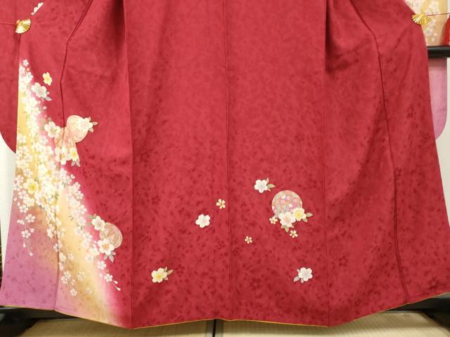 平和屋着物●豪華振袖 花毬文 暈し染め 金糸 金彩 正絹 逸品 AABF4286cs