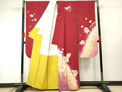 平和屋着物●豪華振袖 花毬文 暈し染め 金糸 金彩 正絹 逸品 AABF4286cs