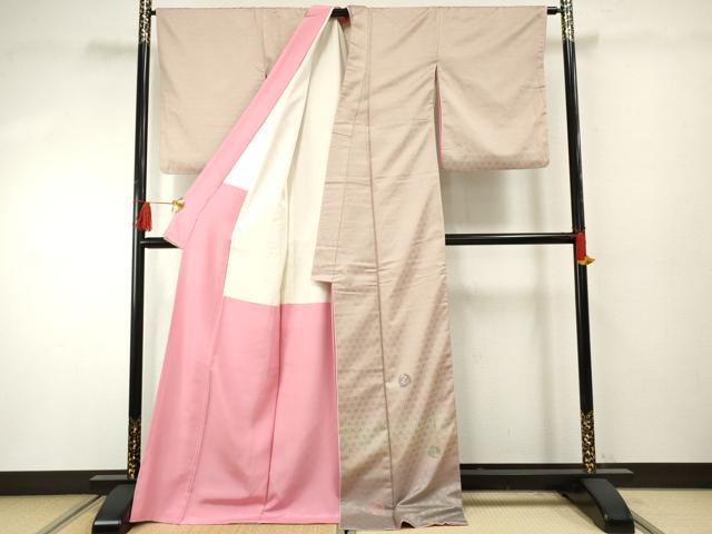 平和屋着物●訪問着 作家物 お召地 刺繍 枝葉丸文 正絹 逸品 AABF4287cs