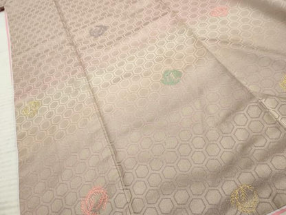 平和屋着物●訪問着 作家物 お召地 刺繍 枝葉丸文 正絹 逸品 AABF4287cs
