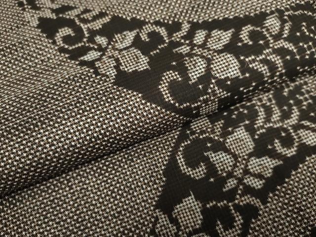 平和屋着物●本場大島紬 泥染め 一元7マルキ 花唐草文 正絹 逸品 AABF4288cs