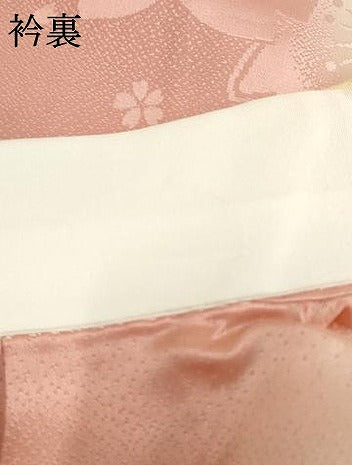 平和屋着物●振袖用長襦袢 無双仕立て 舞桜地紋 暈し染め 丹後ちりめん やまと誂製 反端付き 正絹 逸品 AABF4290cs