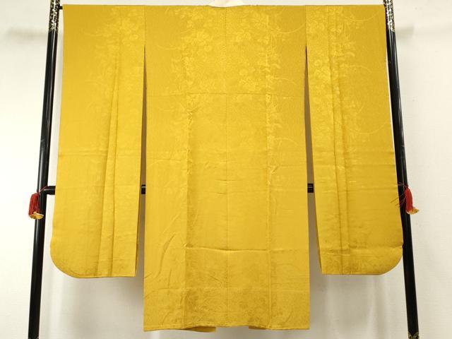 平和屋着物●振袖用長襦袢 無双仕立て 枝葉地紋 黄金色 正絹 逸品 AABF4292cs