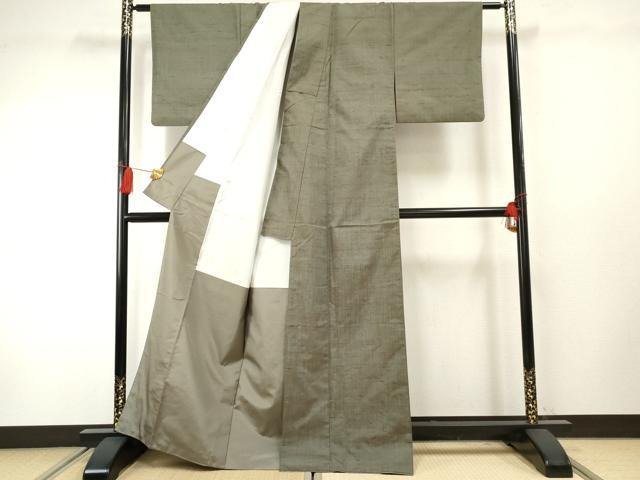 平和屋着物●上質な紬 霞文 正絹 逸品 AABF4296cs