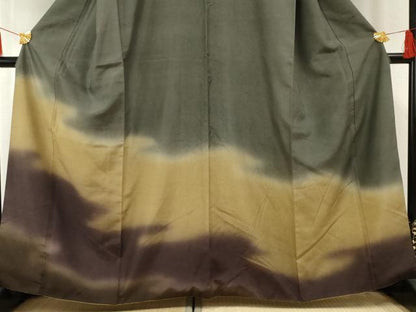 平和屋着物●訪問着 紬地 霞文 正絹 逸品 AABF4297cs