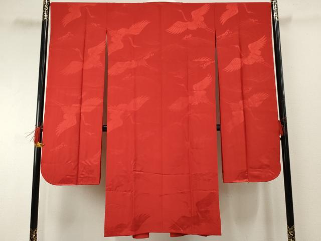 平和屋着物●振袖用長襦袢　無双仕立て　飛鶴地紋　正絹　逸品　AABF4300cs
