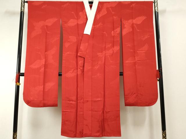平和屋着物●振袖用長襦袢　無双仕立て　飛鶴地紋　正絹　逸品　AABF4300cs