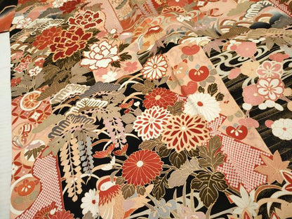 平和屋着物●豪華振袖 駒刺繍 鴛鴦吉祥花文 暈し染め 金彩 正絹 逸品 AABF4311cs