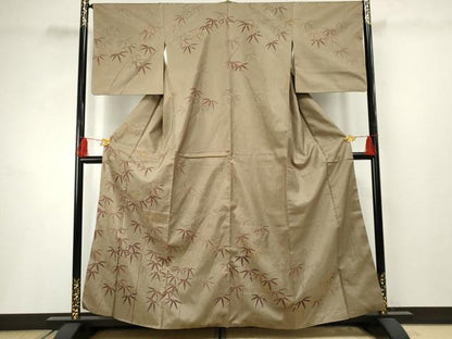 平和屋着物●本場大島紬 染大島 訪問着 笹竹文 金彩 正絹 逸品 AABF4313cs