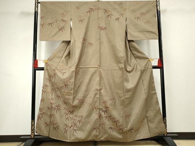 平和屋着物●本場大島紬 染大島 訪問着 笹竹文 金彩 正絹 逸品 AABF4313cs