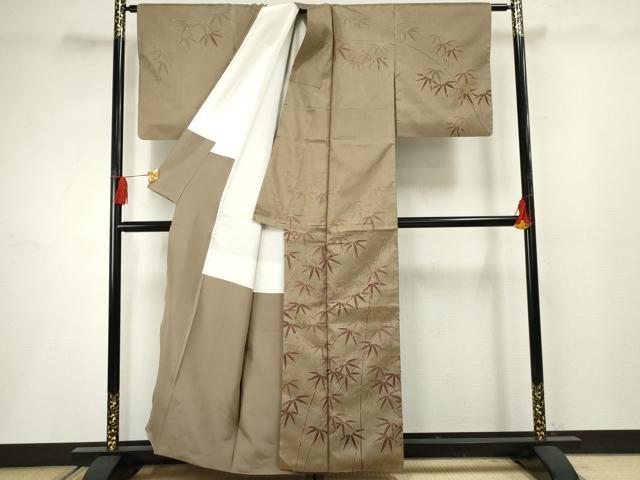平和屋着物●本場大島紬 染大島 訪問着 笹竹文 金彩 正絹 逸品 AABF4313cs
