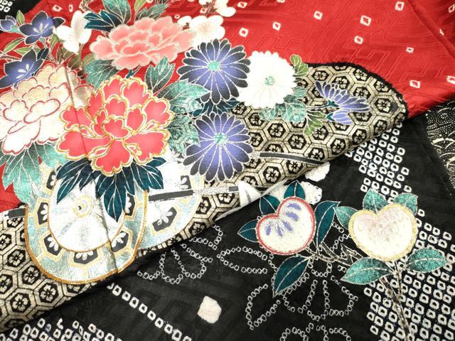 平和屋着物●豪華振袖 駒刺繍 絞り 花車文 金銀彩 正絹 逸品 AABF4317cs