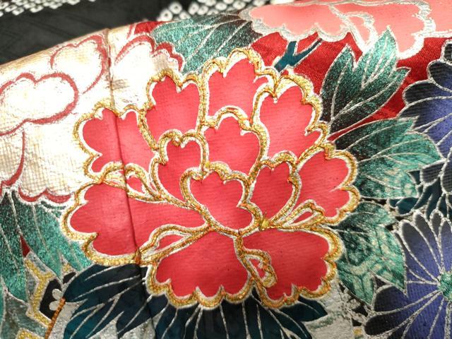 平和屋着物●豪華振袖 駒刺繍 絞り 花車文 金銀彩 正絹 逸品 AABF4317cs