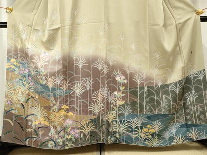 平和屋着物●友禅作家 東矢千嘉子 訪問着 枝花文 暈し染め 正絹 逸品 AABF4319cs