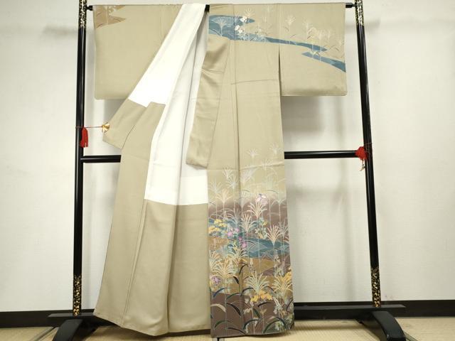 平和屋着物●友禅作家 東矢千嘉子 訪問着 枝花文 暈し染め 正絹 逸品 AABF4319cs