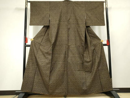 平和屋着物●本場大島紬 カタス9マルキ 花格子 正絹 逸品 AABF4320cs
