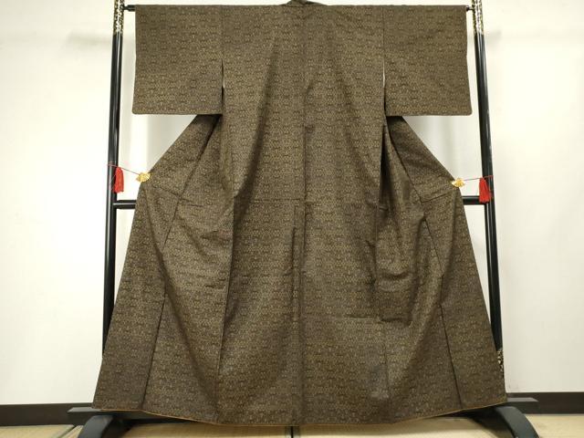 平和屋着物●本場大島紬 カタス9マルキ 花格子 正絹 逸品 AABF4320cs