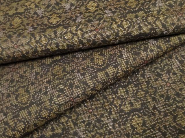平和屋着物●本場大島紬 カタス9マルキ 花格子 正絹 逸品 AABF4320cs
