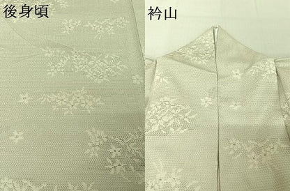 平和屋着物▽本塩沢 単衣 110亀甲 草花文 正絹 逸品 AABF4322jh