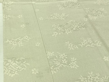 平和屋着物▽本塩沢 単衣 110亀甲 草花文 正絹 逸品 AABF4322jh