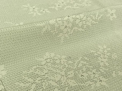 平和屋着物▽本塩沢 単衣 110亀甲 草花文 正絹 逸品 AABF4322jh