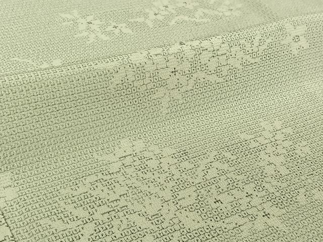 平和屋着物▽本塩沢 単衣 110亀甲 草花文 正絹 逸品 AABF4322jh
