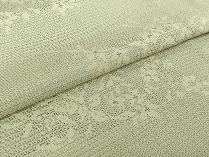 平和屋着物▽本塩沢 単衣 110亀甲 草花文 正絹 逸品 AABF4322jh