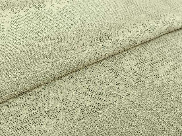 平和屋着物▽本塩沢 単衣 110亀甲 草花文 正絹 逸品 AABF4322jh