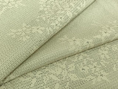 平和屋着物▽本塩沢 単衣 110亀甲 草花文 正絹 逸品 AABF4322jh