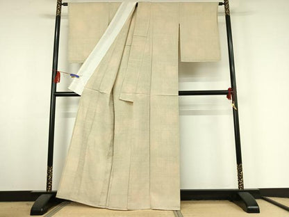 平和屋着物▽本塩沢 単衣 蚊絣 正絹 逸品 AABF4323jh