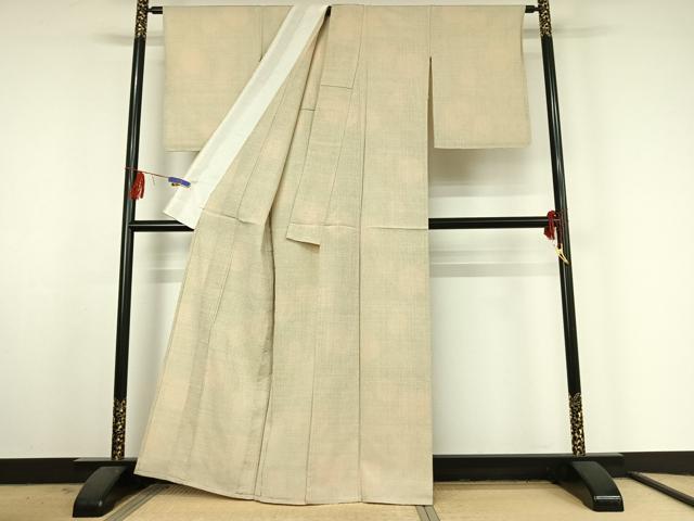 平和屋着物▽本塩沢 単衣 蚊絣 正絹 逸品 AABF4323jh