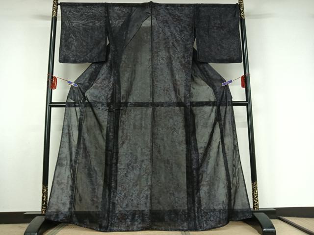 平和屋着物▽上質な小紋 無双 紗袷 紗×紗 草花文 正絹 逸品 AABF4326jh
