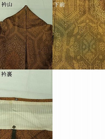 平和屋着物▽薩摩結城 単衣 亀甲花文 正絹 逸品 AABF4329jh