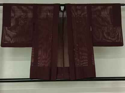 平和屋着物▽羽織　スリーシーズン　春夏秋　塵除け　草花文　正絹　逸品　AABF4331jh
