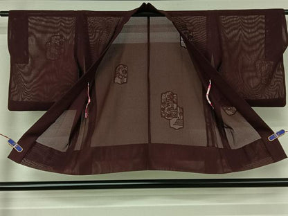 平和屋着物▽羽織　スリーシーズン　春夏秋　塵除け　草花文　正絹　逸品　AABF4331jh