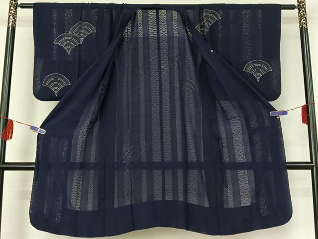 平和屋着物▽道行コート スリーシーズン 春夏秋 塵除け 青海波 銀彩 正絹 逸品 AABF4334jh