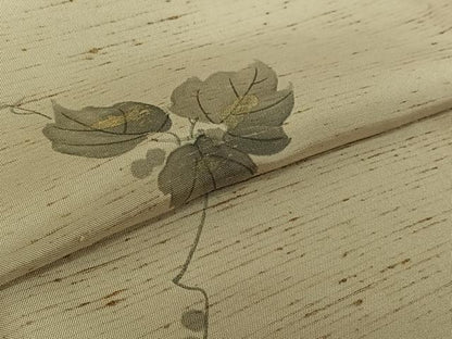 平和屋着物▽京友禅作家 山科春宣 紬 単衣 手描き 唐草文 暈し染め 金彩 反端付き 正絹 逸品 AABF4335jh