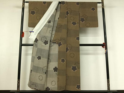 平和屋着物▽上質な小紋 単衣 雪輪花文 金彩 正絹 逸品 AABF4336jh