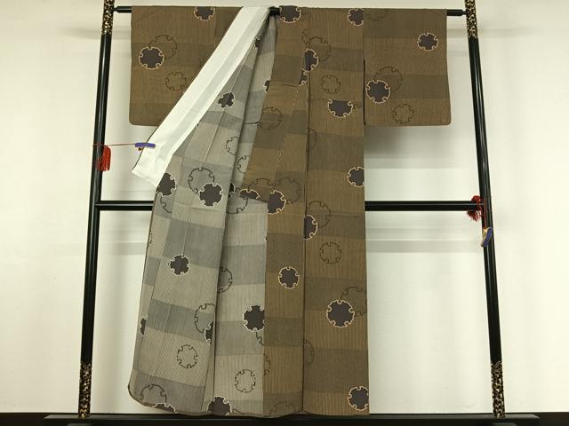 平和屋着物▽上質な小紋 単衣 雪輪花文 金彩 正絹 逸品 AABF4336jh