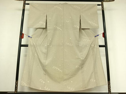 平和屋着物▽本塩沢 単衣 立波文 正絹 逸品 AABF4338jh