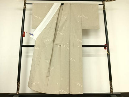 平和屋着物▽本塩沢 単衣 立波文 正絹 逸品 AABF4338jh