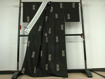 平和屋着物▽本場大島紬 単衣 9マルキ 地空き 壁画文様 正絹 逸品 AABF4339jh