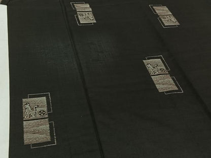平和屋着物▽本場大島紬 単衣 9マルキ 地空き 壁画文様 正絹 逸品 AABF4339jh